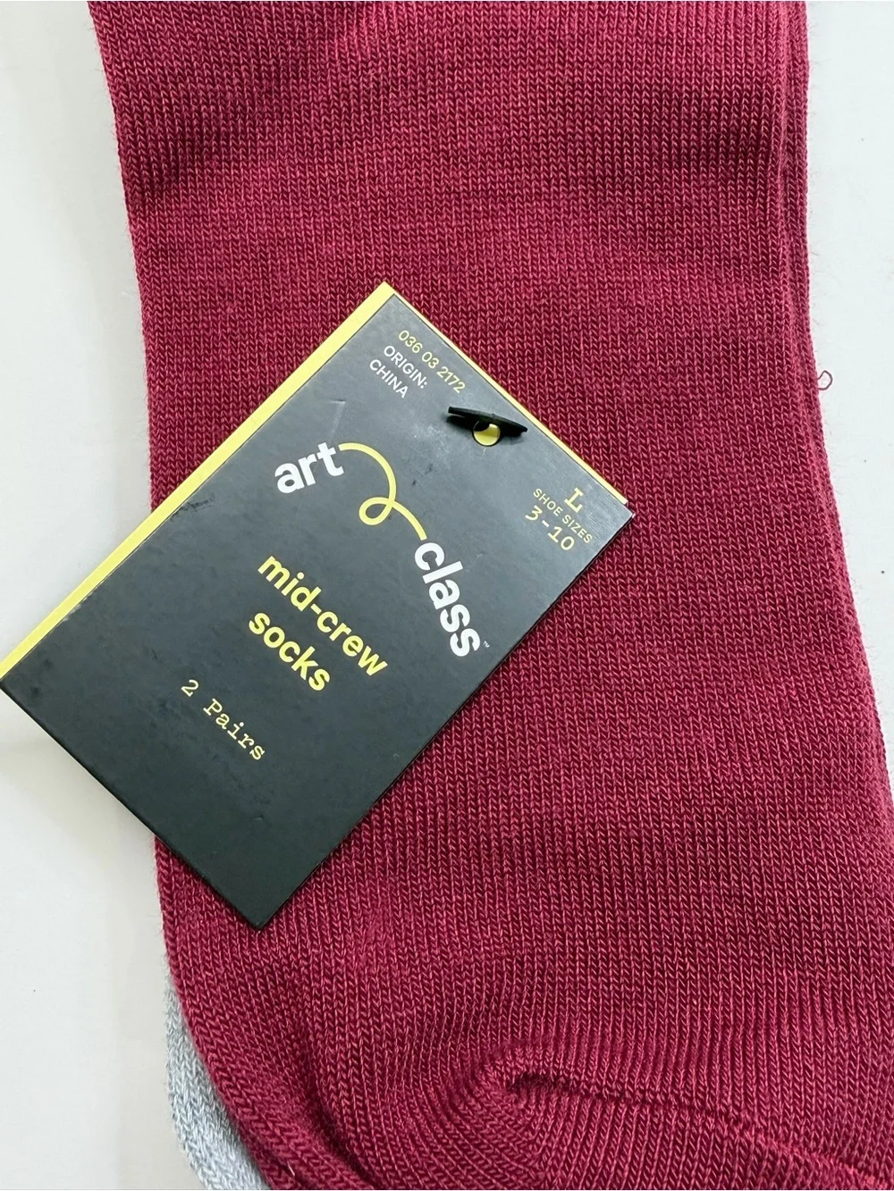 art class Burgundy Mid-Crew Socks with Black Trim
